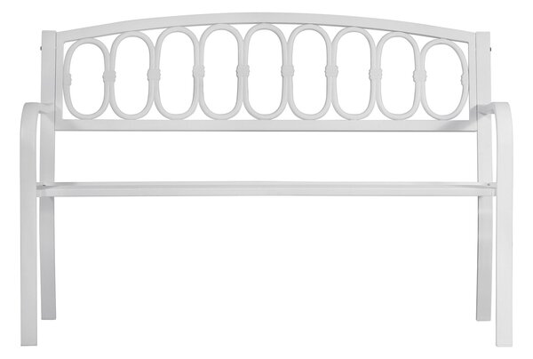 Panchina da Giardino 2 Posti 123x63x87 cm in Ferro e Ghisa Bianca