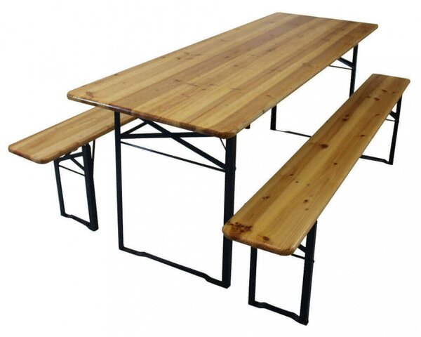Set Birreria da Giardino Pieghevole in Legno Marrone