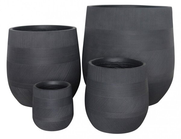 Set di 4 vasi Peonia in Fibra sintetica Grigio scuro