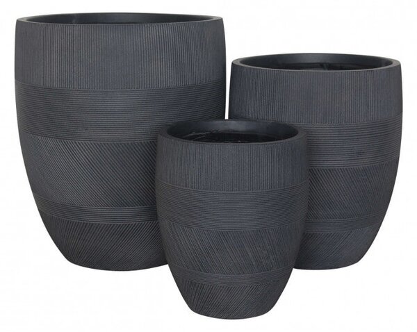 Set di 3 vasi Papavero in Fibra sintetica Grigio scuro