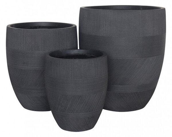 Set di 3 vasi Papavero in Fibra sintetica Grigio scuro