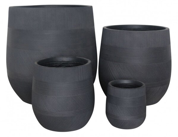 Set di 4 vasi Peonia in Fibra sintetica Grigio scuro