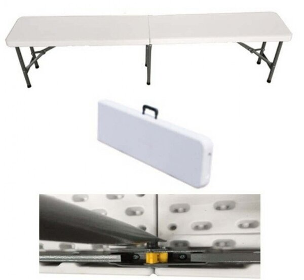 Panca Pieghevole Catering 182x30x43 h cm in Acciaio Grigio