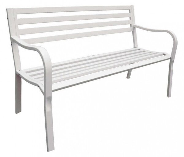 Panchina Chloe 2 Posti 128x56x85 h cm in Acciaio Bianco