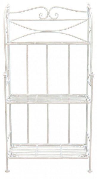 Portapiante Claude 3 Piani Bianco Antico 61x32x117 h cm in Acciaio Bianco