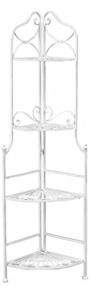 Portapiante Charlotte 4 Piani Bianco Antico 49x35x154 h cm in Acciaio Bianco