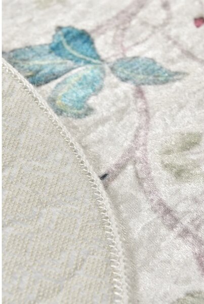 Tappetino per il bagno grigio in velluto ø 100 cm Vintage Flower – Foutastic