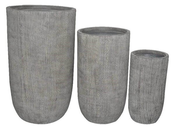 Set 3 Vasi Crisantemo in Fibra di argilla Grigio