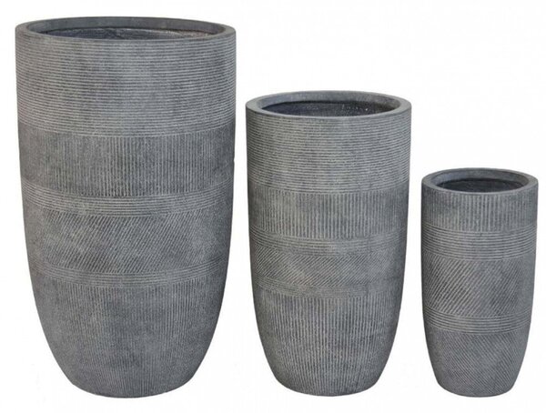 Set 3 Vasi Gelsomino in Fibra di argilla Grigio