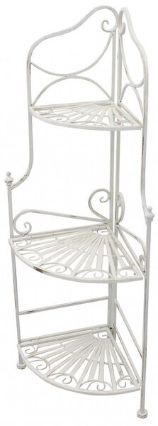 Portapiante Rosalie 3 Piani Bianco Antico 49x35x115 h cm in Acciaio Bianco
