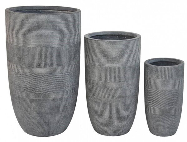 Set 3 Vasi Gelsomino in Fibra di argilla Grigio