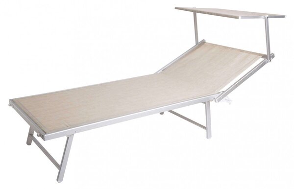 Lettino Prendisole da Giardino Cefalu XXL 213x85,5x40 cm in Alluminio Beige