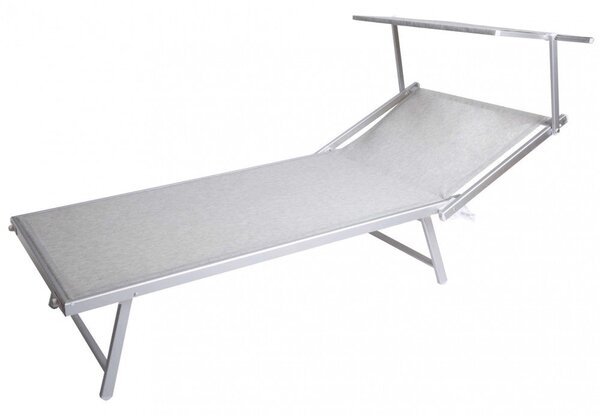 Lettino Prendisole da Giardino Cefalu XXL 213x85,5x40 cm in Alluminio Grigio chiaro