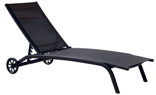 Lettino Prendisole da Giardino con Ruote 190x70x30 cm Telaio in Alluminio e Textilene Antracite