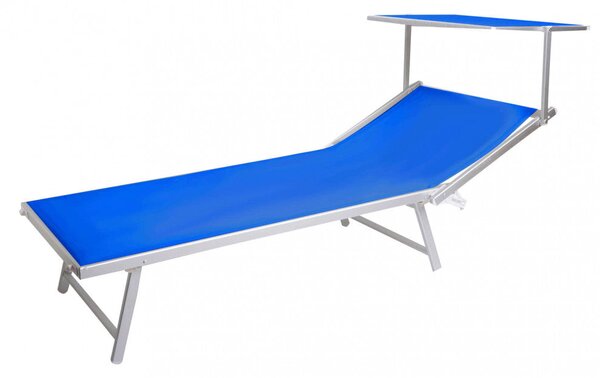 Lettino Prendisole da Giardino Cefalu XXL 213x85,5x40 cm in Alluminio Blu melange