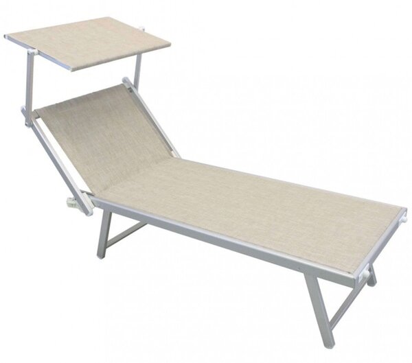 Lettino Prendisole da Giardino Bari 181x61x38 h cm in Alluminio Beige