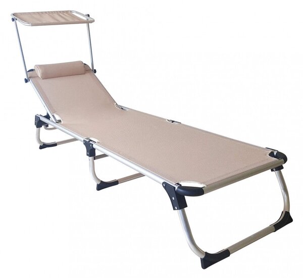 Lettino Prendisole da Giardino Pieghevole Kamp Tortora 188x59x30 cm cm in Alluminio Beige