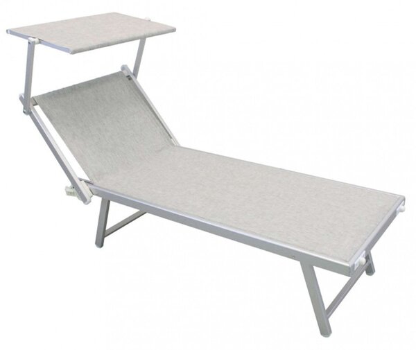 Lettino Prendisole da Giardino Bari 181x61x38 h cm in Alluminio Grigio