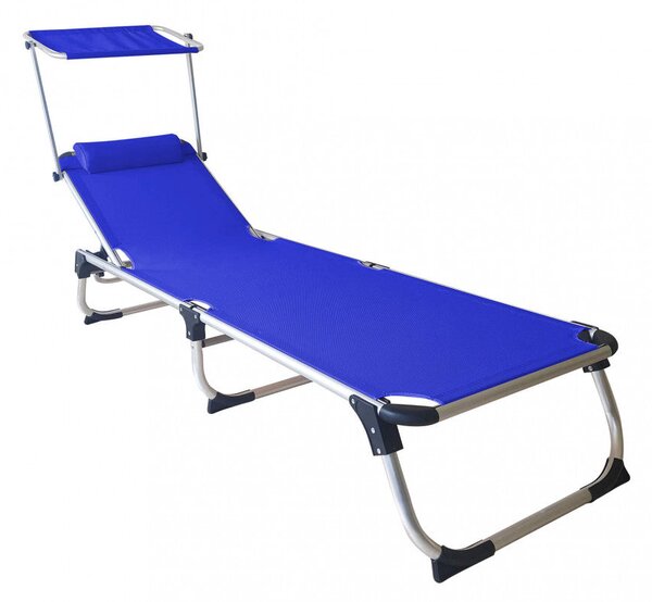 Lettino Prendisole da Giardino Pieghevole Kamp Blu 188x59x30 cm cm in Alluminio Blu
