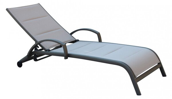 Lettino Prendisole da Giardino Malaga Impilabili 196,5x71x92,5 h cm in Alluminio Taupe