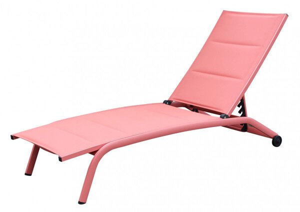 Lettino Prendisole da Giardino Itaca Impilabile 194x71x83 h cm in Textilene Rosso