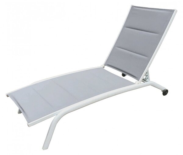 Lettino Prendisole da Giardino Itaca Impilabile 194x71x83 h cm in Textilene Bianco