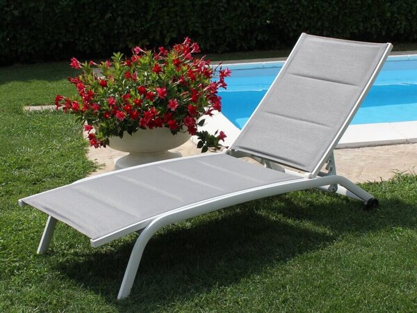 Lettino Prendisole da Giardino Itaca Impilabile 194x71x83 h cm in Textilene Bianco