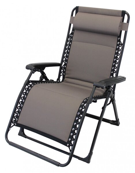 Sedia Sdraio Zero Gravity Reclinabile Pieghevole 165x79x117 h cm in Metallo e Oxford Grigio