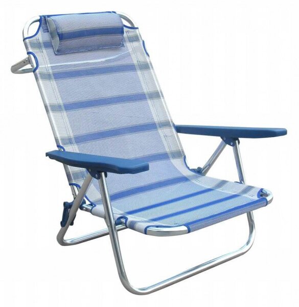 Spiaggina con Braccioli Regolabile 65x67x83 h cm in Alluminio e Textilene Blu