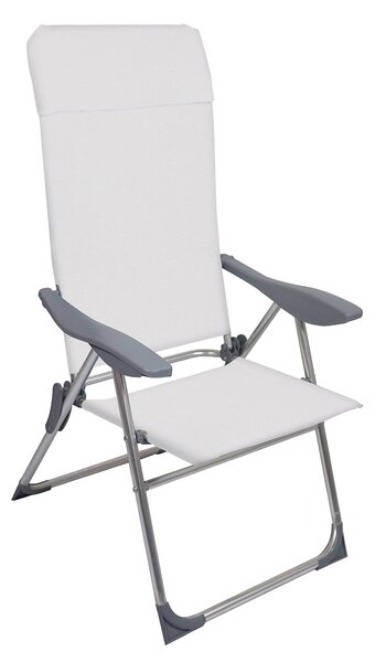 Set 4 Sedie a Sdraio Reclinabili Pieghevoli 59x64x108 cm in Alluminio e Textilene Avorio