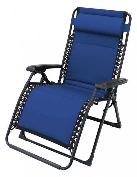 Sedia Sdraio Zero Gravity Reclinabile Pieghevole 165x79x117 h cm in Metallo e Oxford Blu