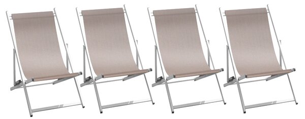 Set 4 Sdraio Mare da Giardino 60x100x79 cm in Alluminio e Textilene Tortora
