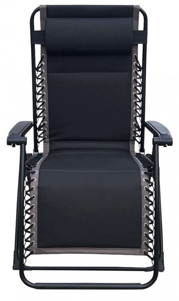Sedia Sdraio Zero Gravity Reclinabile Pieghevole 165x79x117 h cm in Metallo e Oxford Nero