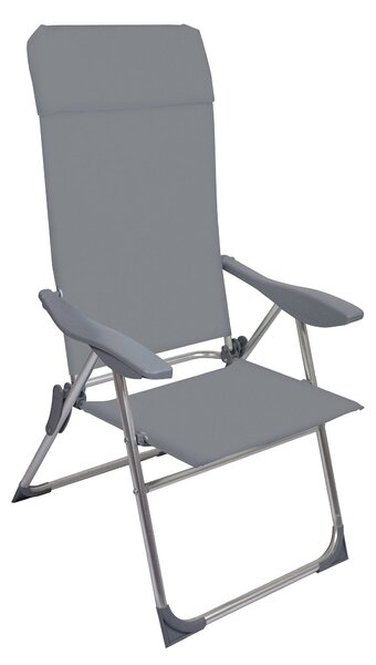 Set 4 Sedie a Sdraio Reclinabili Pieghevoli 59x64x108 cm in Alluminio e Textilene Grigio