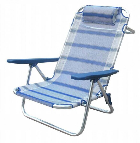 Spiaggina con Braccioli Regolabile 65x67x83 h cm in Alluminio e Textilene Blu