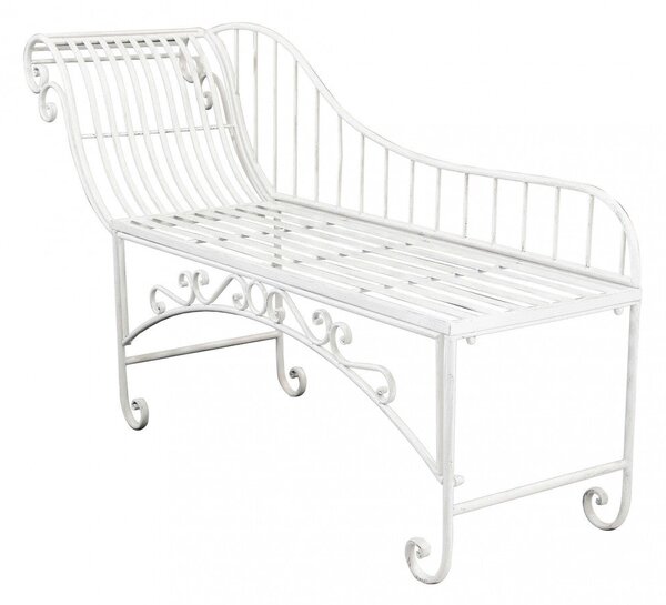 Chaise Longue Josephine Bianco Antico 156x43x84 h cm in Acciaio Bianco