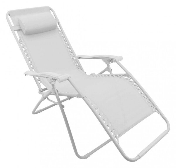 Sedia Sdraio Zero Gravity Reclinabile Pieghevole 88x65x110 h cm in Textilene Bianco