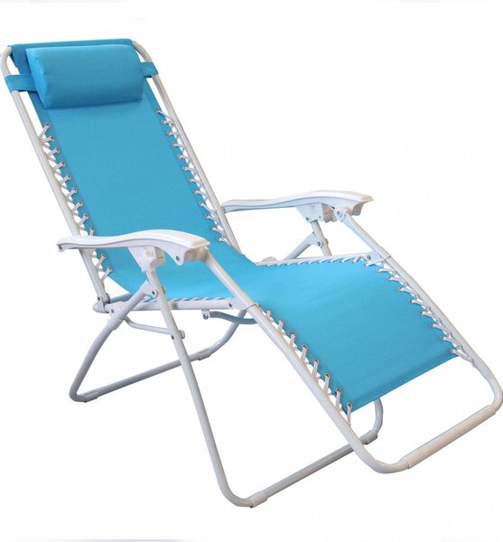 Sedia Sdraio Zero Gravity Reclinabile Pieghevole 88x65x110 h cm in Acciaio e Textilene Azzurro