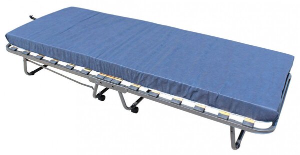 Letto Singolo Brandina Pieghevole 80x190x34 cm con Materasso H10 cm e Doghe in Legno Nero