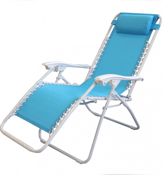 Sedia Sdraio Zero Gravity Reclinabile Pieghevole 88x65x110 h cm in Acciaio e Textilene Azzurro