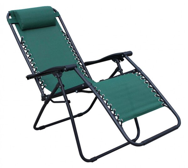 Sedia Sdraio Zero Gravity Reclinabile Pieghevole 88x65x110 h cm in Acciaio e Textilene Verde Scuro