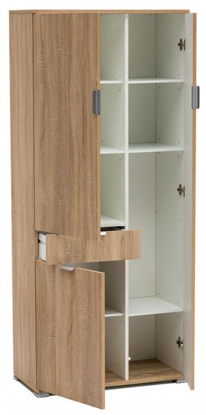 Armadio 3 Ante 1 Cassetto 75x38x174 h cm in Truciolare bilaminato Marrone chiaro
