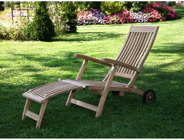 Lettino Prendisole da Giardino 170x61 x97 h cm in Legno Marrone