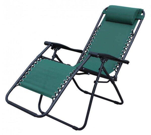 Sedia Sdraio Zero Gravity Reclinabile Pieghevole 88x65x110 h cm in Acciaio e Textilene Verde Scuro
