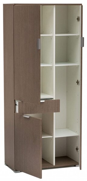 Armadio 3 Ante 1 Cassetto 75x38x174 h cm in Truciolare bilaminato Rovere grigio