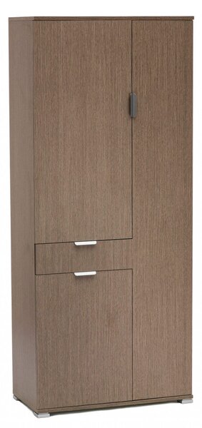 Armadio 3 Ante 1 Cassetto 75x38x174 h cm in Truciolare bilaminato Rovere grigio
