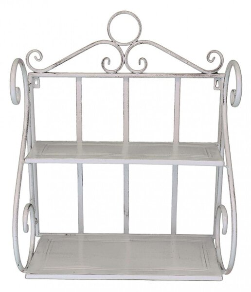 Mensola Evelyne 2 Ripiani 42x22x65 h cm in Acciaio Bianco