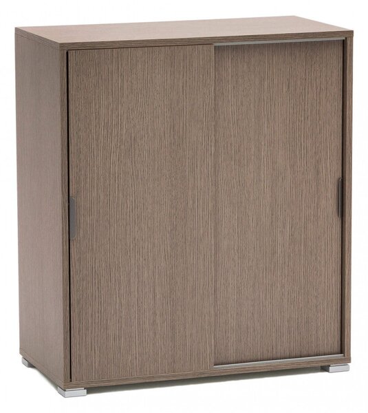 Mobiletto 2 Ante Scorrevoli 75x38x85 h cm in Truciolare bilaminato Rovere Grigio