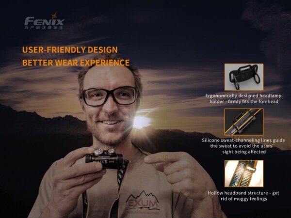 Fenix HM65R - Lampada frontale LED ricaricabile 2xLED/USB/2xCR123A IP68 1400 lucente 300 h 3400mAh