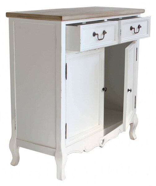 Credenza Cuore 86x37x85 h cm in Legno di paulownia Bianco